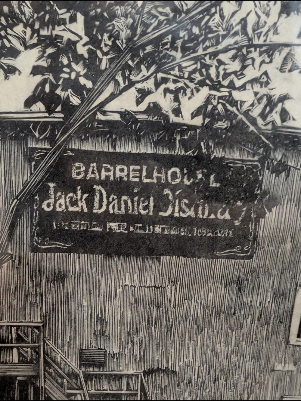 "Barrelhouse" by Dan Quest Limited Edition Woodcut Print with Oak Wood Frame - Picture 4 of 6